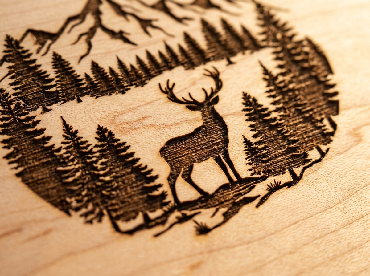 Laser engraving on maple hardwood